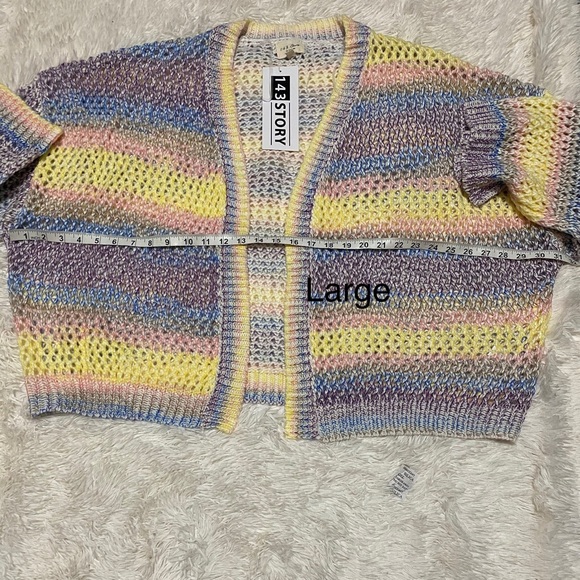 Pastel striped open weave cardigan - Picture 9 of 9